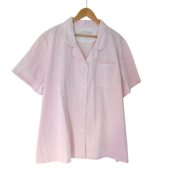 NEW Womens Seersucker Pajamas 2 Pc Striped Short Sleeve Shorts 2 Pc Size 3X - Picture 2 of 8